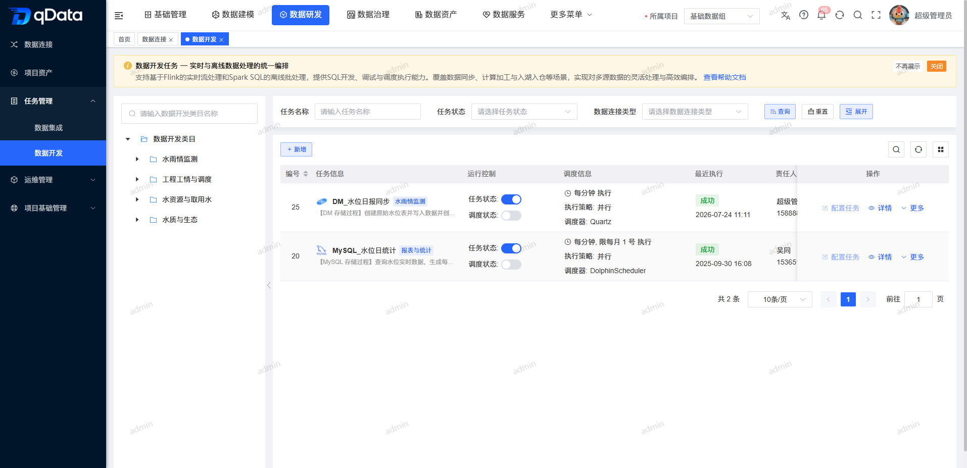 数据开发页面总览
