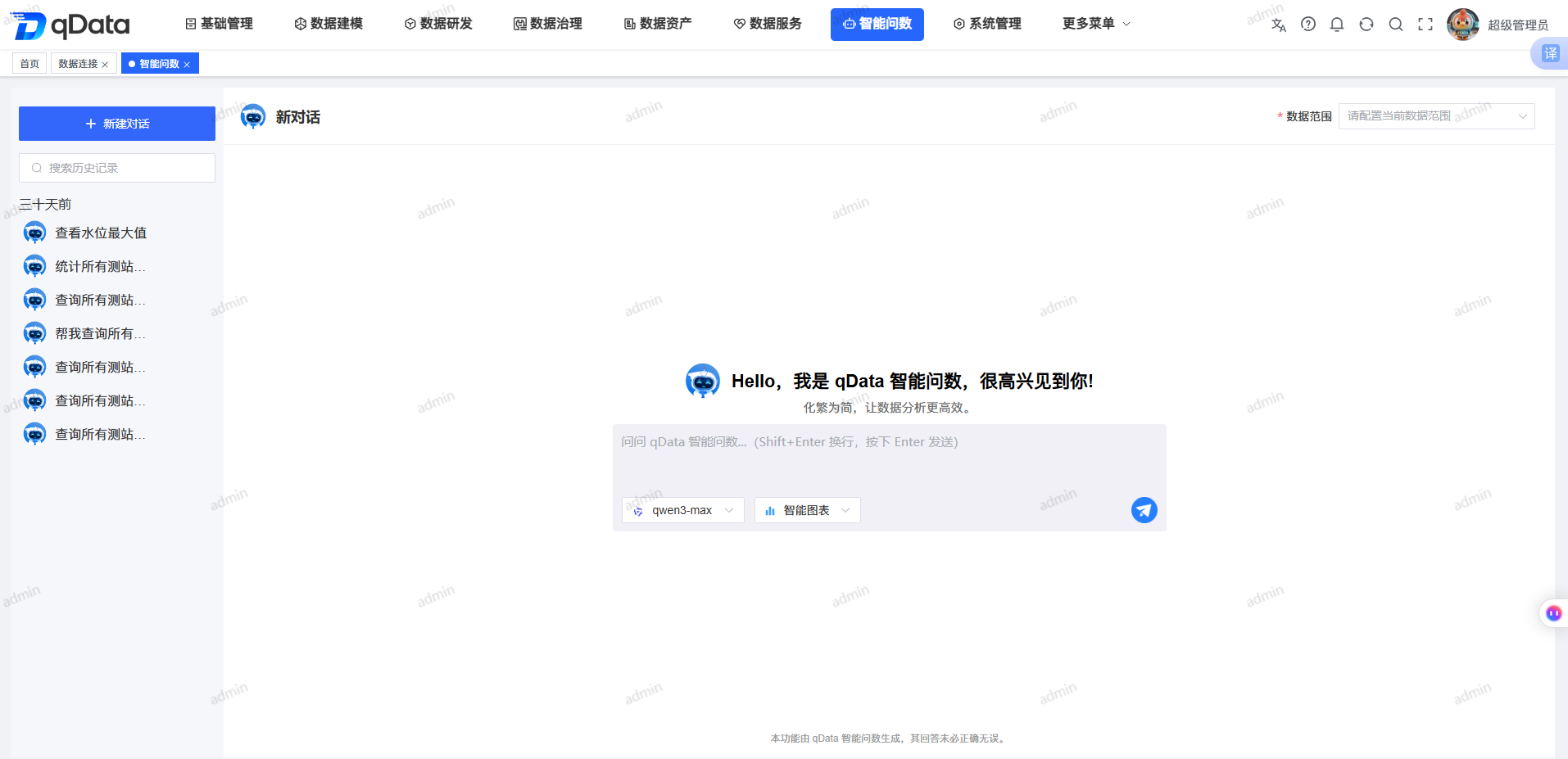 智能问数新建对话空白页