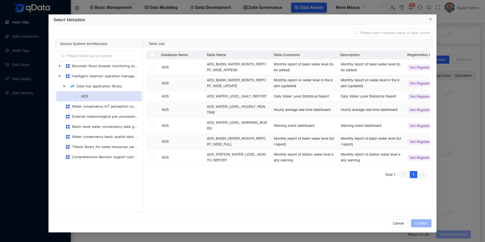 Select the source system and data connection