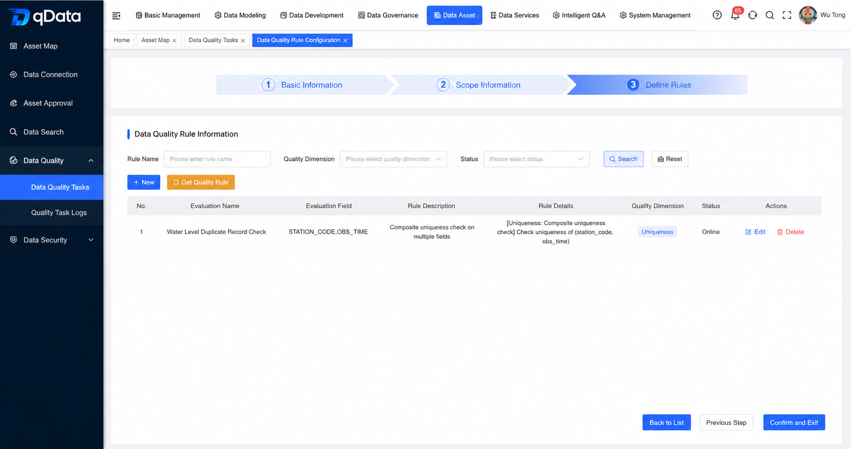 Configure quality task